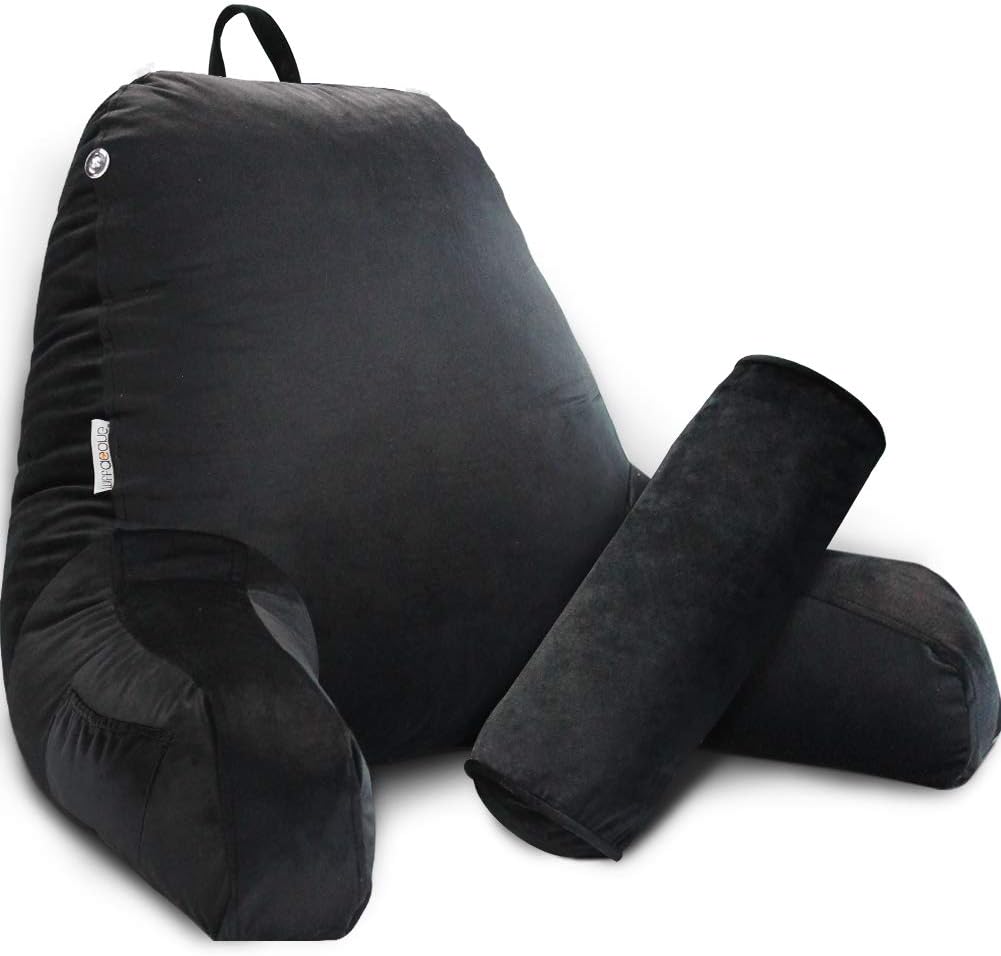 26" Reading Pillow for Sitting Up in Bed, Backrest with Arms
