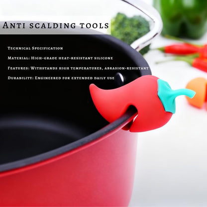 Silicone Pot Lid Lifter Set, Anti-Overflow Spill Stopper Kitchen Gadgets, Carrot Chili Gourd Shapes, Heat-Resistant, Multicolored, 9 Pieces