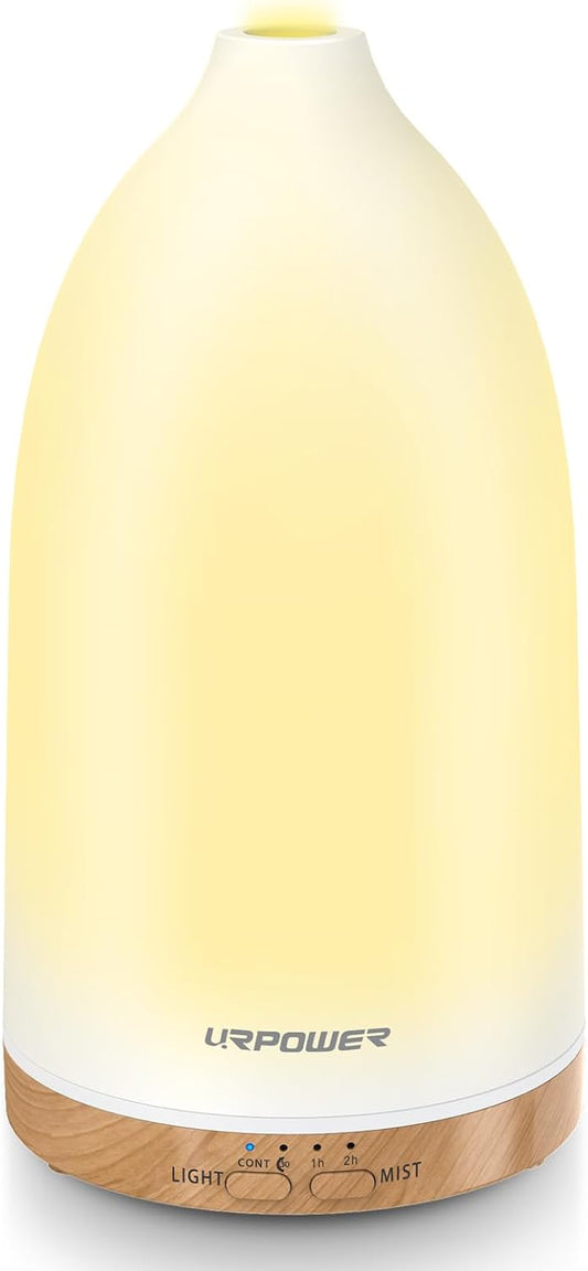 URPOWER 300mL Essential Oil Diffusers for Home Aromatherapy Diffuser | Up to 10 Hrs High/Low Mist Settings Quiet Diffuser Oil Machine Humidifiers Ideal for Bedrooms Living Rooms & Home Offices