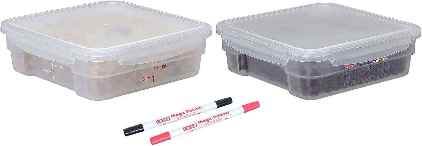 2 Pack 18 QT BPA-Free Translucent Polypropylene Airtight Food Storage Containers, Labeling Area, Stackable Bulk Storage for Flour, Rice, Sugar & Pet Food