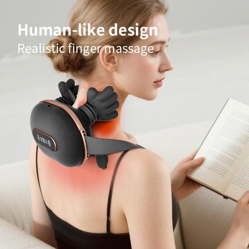 Neck Massager With Heat Pro 2.0 for Pain Relief Deep Tissue, 4D Kneading Massage Simulated Human Hand Design, Shiatsu Back Massager with Fingers Heated Neck and Shoulder Massager Gift for Mom Men