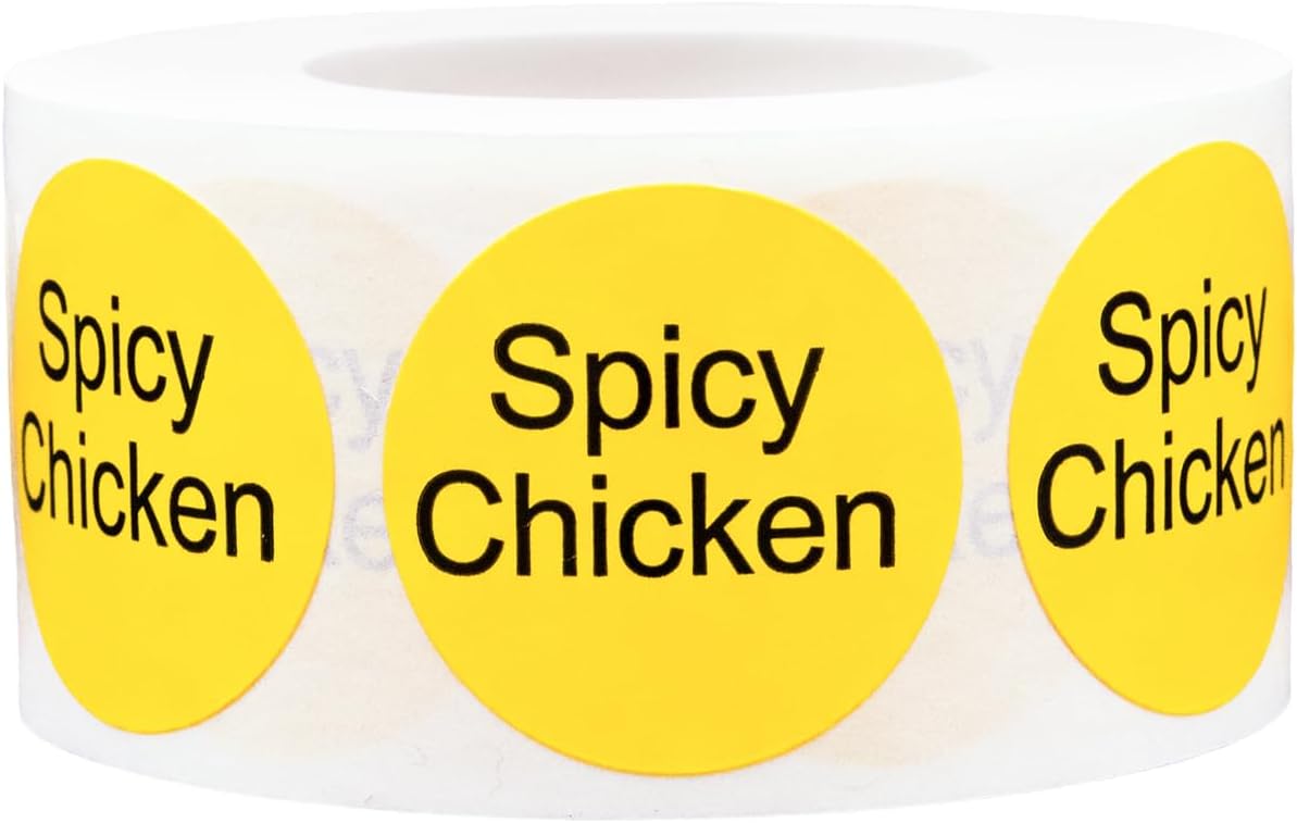 Yellow with Black Carnitas Circle Dot Adhesive Stickers, 1 Inch Round Labels, 500 Total Stickers