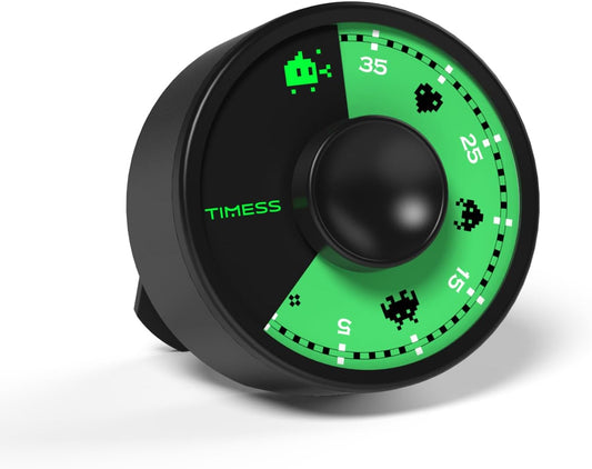 60-Minute Visual Timer with Twist-to-Set Dial and Loud Alarm, Black