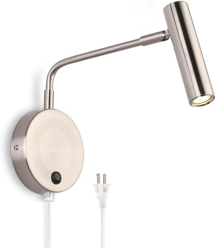 Joossnwell Wall Lamps that Plug in, Bronze Metal Industrial Wall Spotlight with Switch on Off for Home Bedside Lighting Fixtures Warm White 3000K 1 Pack