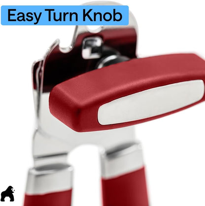 GORILLA GRIP Original Model Stainless Steel Smooth Edge Manual Can Opener and Bottle Openers, US Designed, Comfortable Handle, Oversized Handheld Turn Knob, Multifunctional Kitchen Tool, Gray