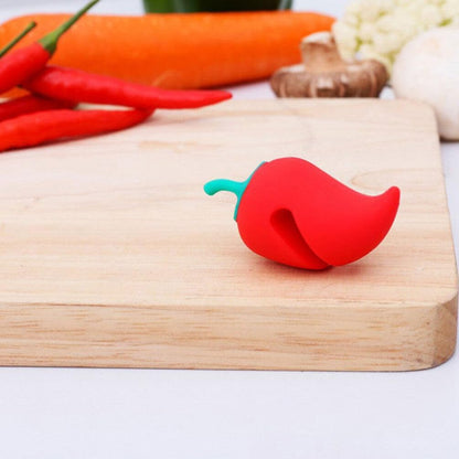 Hemoton Silicone Pot Lid Lifter Steam Release Set of 2 Pepper Shaped Pot Lid Holder for Boil over Control Cover Holder for Stovetop Kettle Soup Kitchen Tool