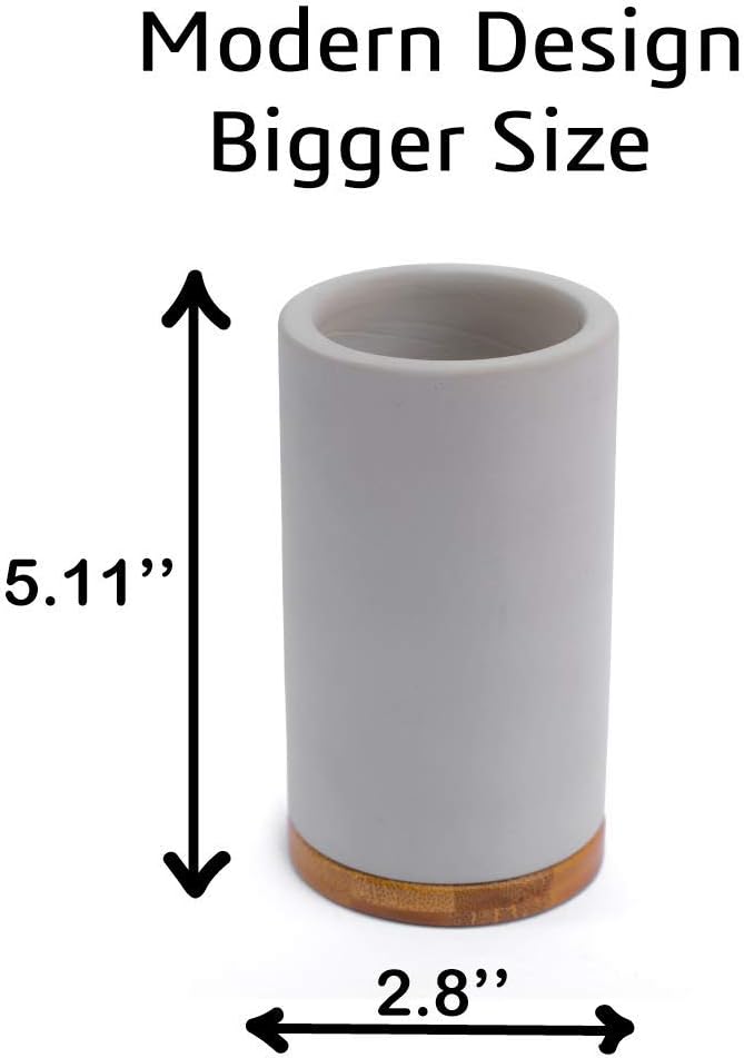 Matani Bamboo Toothbrush Holder Diatomite Tooth Brush Organizer - Storage Stand for Small Bathroom & Counter - Removable Base & Drain Holes, Water-Absorbent & Quick-Drying (Brown)