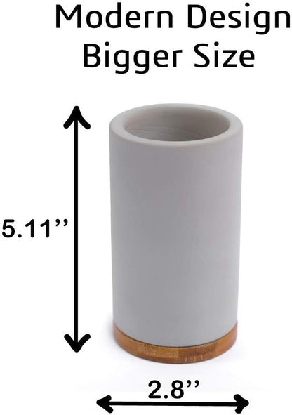 Matani Bamboo Toothbrush Holder Diatomite Tooth Brush Organizer - Storage Stand for Small Bathroom & Counter - Removable Base & Drain Holes, Water-Absorbent & Quick-Drying (Brown)