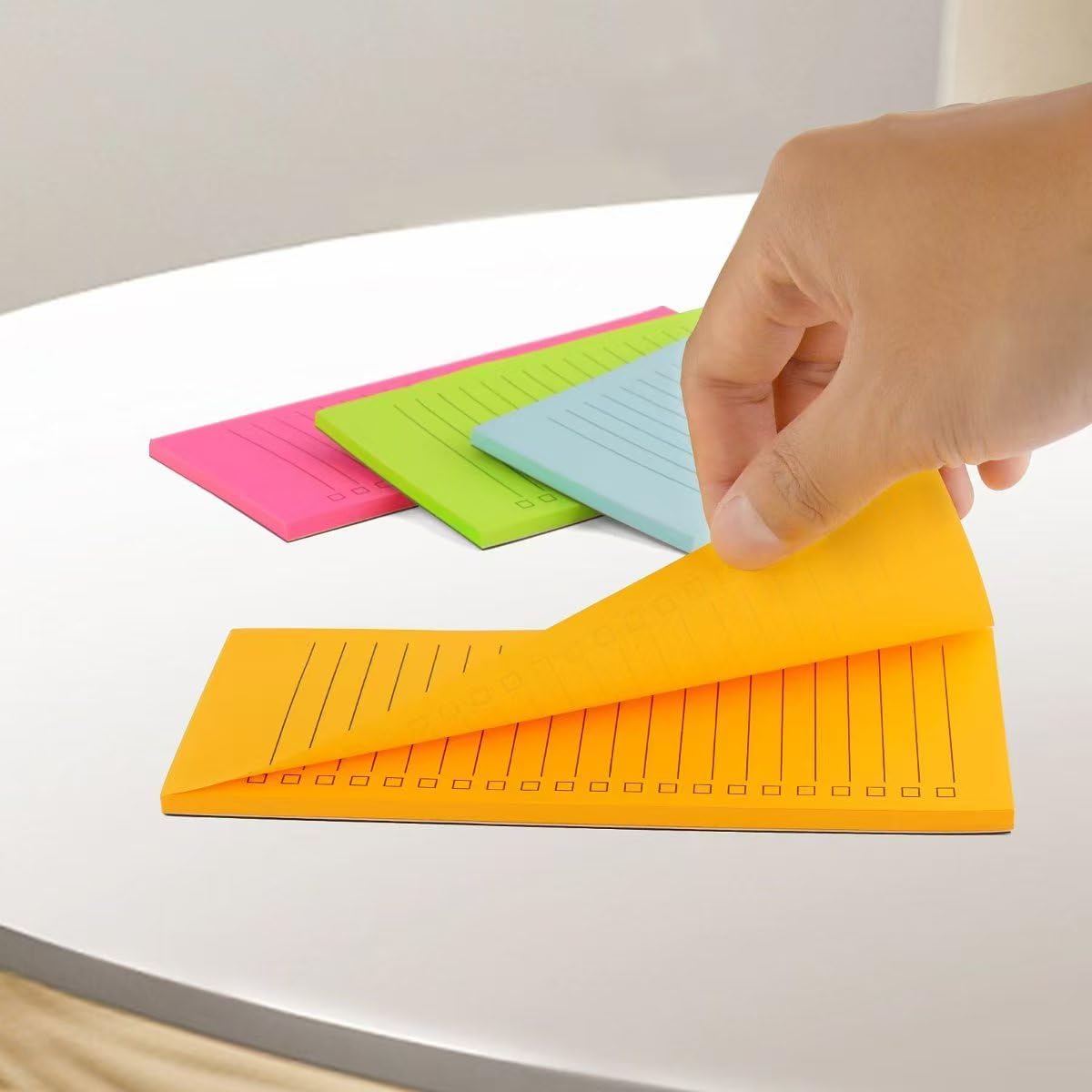 4 Pack Magnetic Notepads for Refrigerator with Pen Holder,Notepad Grocery List Large Magnet Pad for Fridge,Full Magnet Back Magnetic Memo Pads for Grocery List (4 Magnetic Notepads+1 Pen Holder)