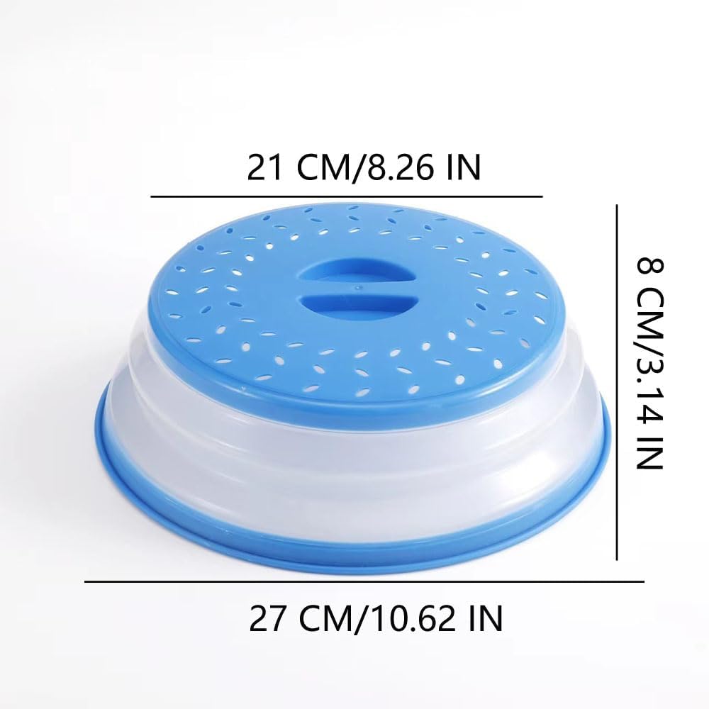 10.5 Inch Collapsible Microwave Splatter Cover, Dishwasher-safe, Microwave Plate Cover With Steam Vent，BPA-Free Silicone & Plastic (Dark pink)