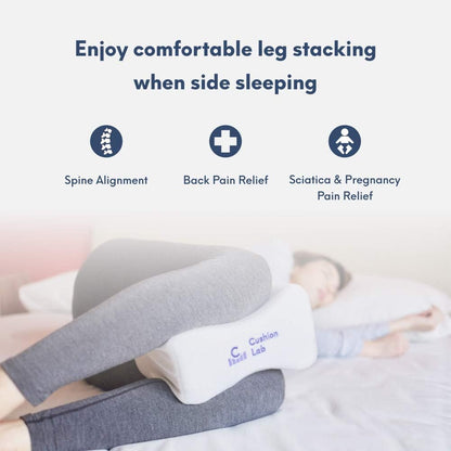 C CUSHION LAB Extra Support Orthopedic Knee Pillow for Side Sleepers - Healthy Alignment Leg Pillow for Sleeping - Hip, Pregnancy, Sciatica, & Back Pain Relief - Memory Foam Contour Wedge - Large Size