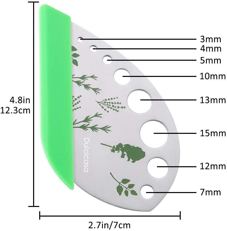 Dulcicasa Leaf Herb Stripper 9 Holes, Stainless Steel Herb Cutter with Safety Cover for Kale, Chard, Collard Greens, Thyme, Basil, Rosemary, Kitchen Herbs Stripper Tool (1pc)