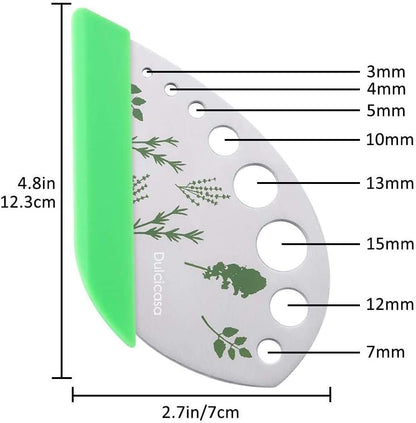 Dulcicasa Leaf Herb Stripper 9 Holes, Stainless Steel Herb Cutter with Safety Cover for Kale, Chard, Collard Greens, Thyme, Basil, Rosemary, Kitchen Herbs Stripper Tool (1pc)