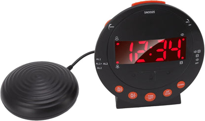 PerGar Alarm Clock 110 Decibels Red Flashing Light Super Shaker Extra Loud Alarm Clock for Student Elder Sonic Alert Vibrating, Heavy Sleepers, Battery Backup Wake with a Shake