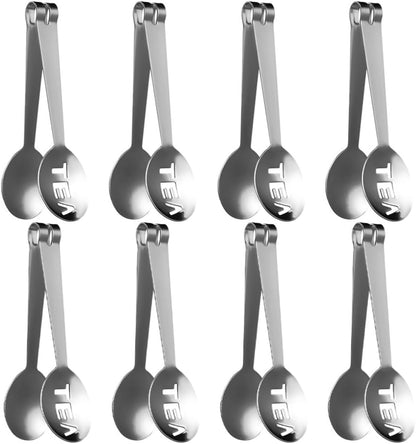 8pcs Stainless Steel Tea Bag Spoon Tongs Tea Squeezer for Tea Leaves | Silver Finish, Easy-clean Build with Precise Grip, Kitchen Use for Sugar and Entertaining Guests