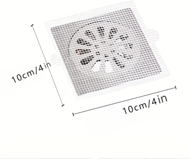 30 Pack Disposable Shower Drain Hair Catcher Mesh Stickers 4"x4" Strong Adhesive Mesh Covers for Bathroom, Kitchen & Laundry Waterproof Hair Trap Easy Apply & Remove