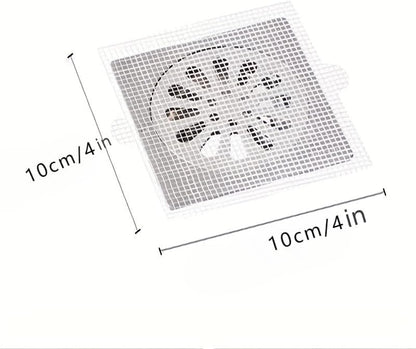 30 Pack Disposable Shower Drain Hair Catcher Mesh Stickers 4"x4" Strong Adhesive Mesh Covers for Bathroom, Kitchen & Laundry Waterproof Hair Trap Easy Apply & Remove