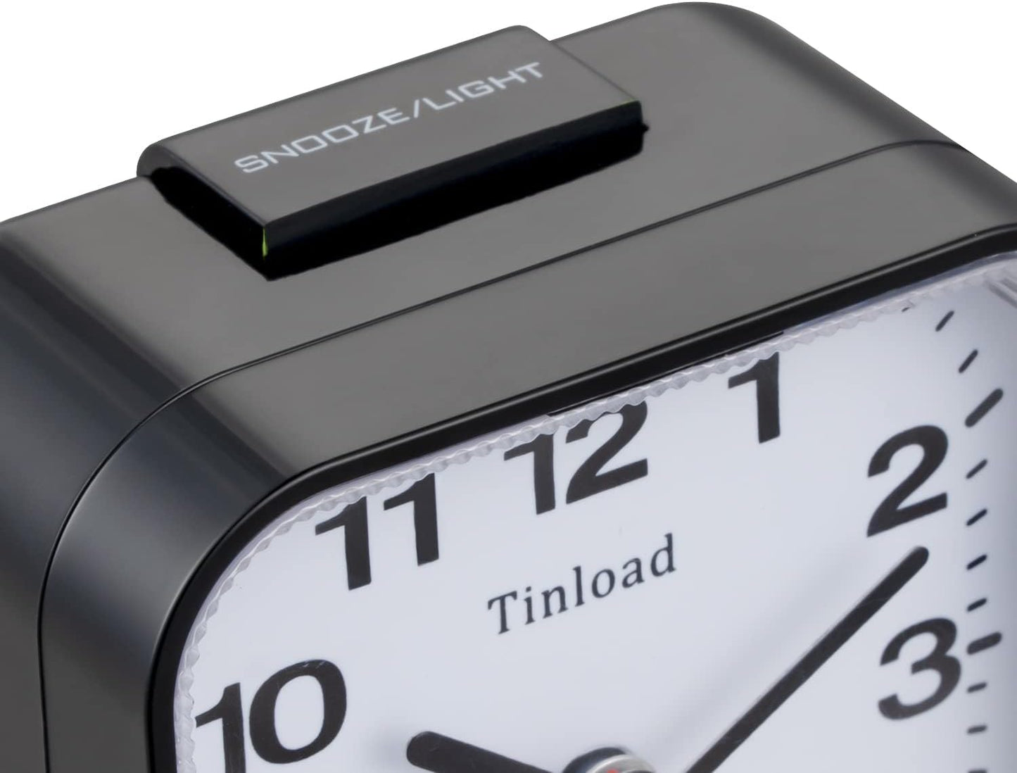 Tinload Small Battery Operated Analog Travel Alarm Clock Silent Non Ticking, Gentle Wake, Ascending Beep Sounds, Snooze,Lighted on Demand, Easy Set(Black)