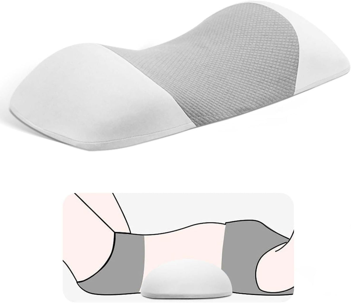 Lumbar Support Pillow for Sleeping,Premium Memory Foam Lower Back Pain Relief Bed Rest Support Pillows for Car Bed,Couch,Waist Support Care Cushion,Sleep Lumbar Pillow (Black Grey)