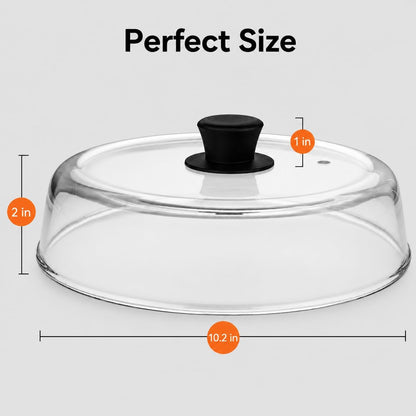 UFORU 10 Inch Glass Microwave Splatter Cover For Food With Steam Vent | Plate Cover,BPA Free Borosilicate Glass Microwave Lid,Silicone Handle,Dishwasher-Safe Splatter Guard for Bowls Plates
