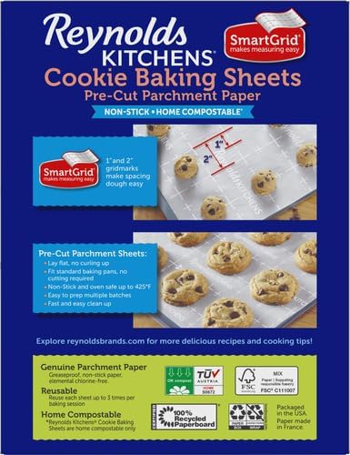 Reynolds Kitchens Air Fryer Liners Disposable, Unbleached Parchment Paper Sheets, 50 Count | Pre-Cut Disposable Parchment Paper Sheets, Fits Round and Square Air Fryers, Safe Up To 400F, Perforated For Better Airflow