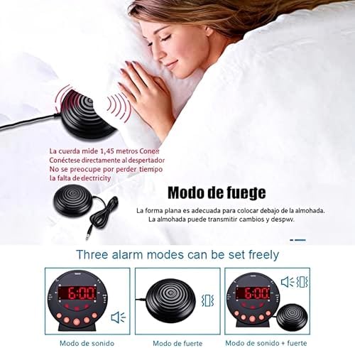 Yosoo Health Gear Loud Alarm Clock with Bed Shaker, Vibrating Alarm Clock with Adjustable LED Display Dual USB Charging Ports for Heavy Sleepers Adults Teens