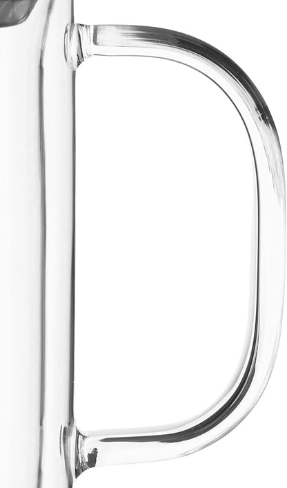 VIVA Minima Balance Glass Infuser Tea Cup - 17 oz / 500 ml Mug with Stainless Steel Infusion Mesh and Bamboo Wood Lid