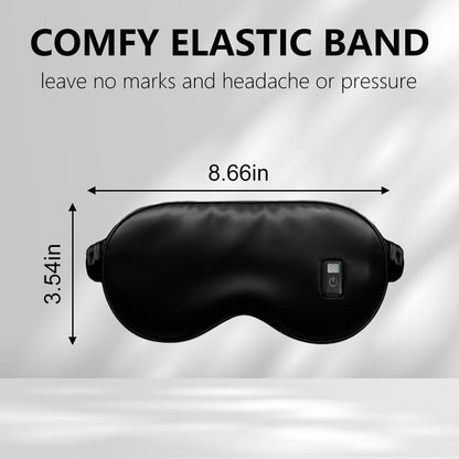 Rechargeable Heated Eye Mask for Sleeping - Soft 100% Mulberry Silk Sleep Mask for Women & Men, Portable Electric Heat Therapy for Dry Eyes, Headache, Puffy Eyes (Charcoal Black)