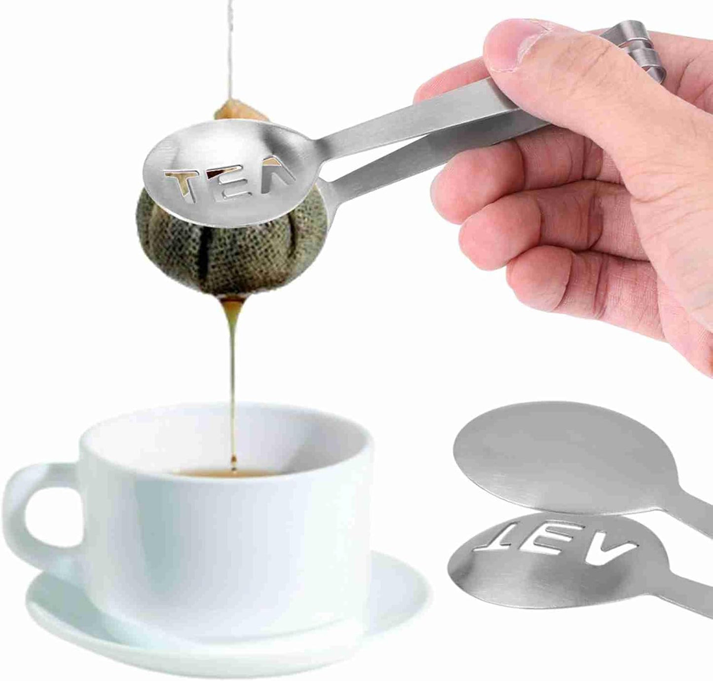 1 Pcs Stainless Steel Tea Bag Tongs, Round Tea Bag Squeezer, Tongs Strainer Gripper Picker, Herb Grip, for Gripping Ice Cubes, for Kitchen