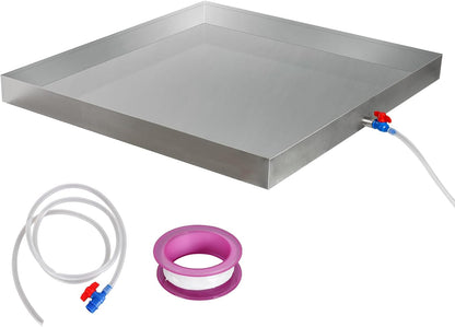 Washing Machine Drain Pan,27''x25''x2.5'' Heavy Duty 304 Stainless Steel Washing Machine Pan,Washer Tray for Floor Protection,Washer Drain Pan with Drain Hole & Hose