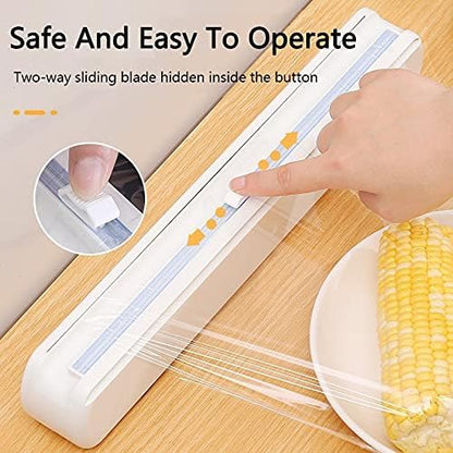 Plastic Wrap Dispenser With Cutter, Reusable Cling Film Dispenser, Cling Wrap Dispenser With Slide Cutter, Also For Aluminum Foil, Tin Foil, Baking Paper (L)