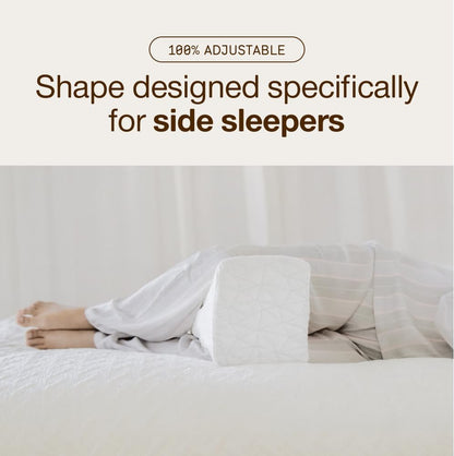 Coop Home Goods Four Position Adjustable Support Pillow, 21 x 8 Half-Moon Shape with Memory Foam Insert, Wedge Pillow for Knee, Leg, Neck, Lumbar and Pressure Points Support