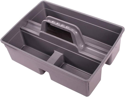 Jiaan Plastic Storage Tray Tote- Versatile Multiuse Caddy with Attached Portable Handle to Organize and Carry Tools 14.9 * 10.8 * 4.5 inch High Capacity (Gray)