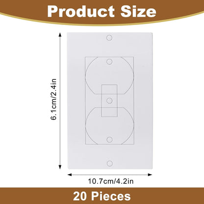 Outlet Insulators Draft Sealers - 4 Sizes EVA Foam Socket Insulation Gaskets | Universal Electric Switch Wall Plate Covers for Energy Saving, Draft Blocking (White, Single 20 Pack)