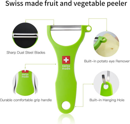Original Swiss Made Peeler Vegetable&Fruits stainless steel blade Peeler for kitchen (GREEN-Tough skin Peeler)