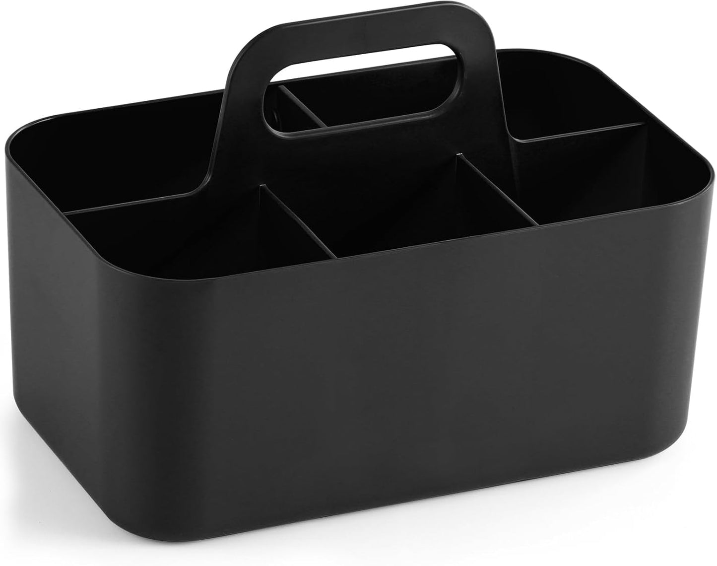 Multiuse Caddy Organizer with Handle, Portable Divided Plastic Tote Bin - Art Craft, Stationary Pen Marker Crayons, Makeup Hair Supplies Storage - Bathroom, Classroom, Dorm, Office, Desk Holder - Grey