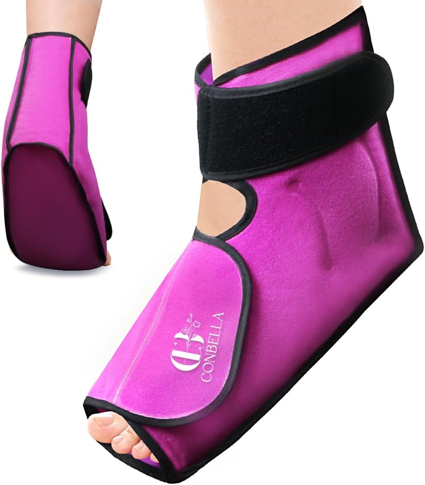 Ankle Ice Pack Wrap, Hot Cold Compress for Pain Relief, Purple | Reusable Cold Compress Sleeve for Sprains, Hot Cold Therapy - for Instant Recovery with Strap & Gel Packs