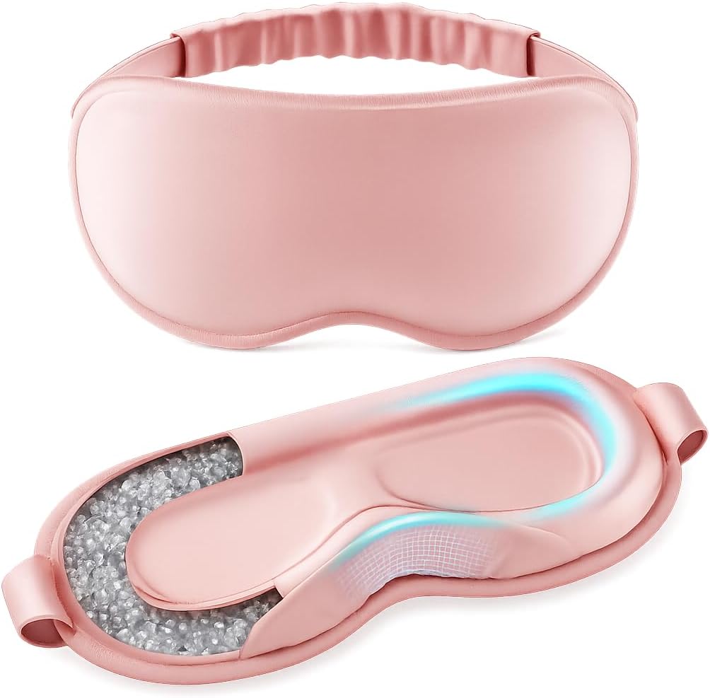 Weighted Eye Mask for Sleeping - Sleep Mask for Women & Men, 3D Contoured Blackout Sleeping Mask for Lash Extensions, Zero Pressure Soft Eye Cover with Adjustable Strap for Travel