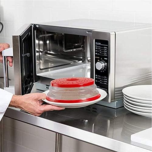 Collapsible Microwave Food Cover, Splatter Guard,Vented Microwave Lid for Food, BPA free TPR, Dishwasher safe，12inch,Grey