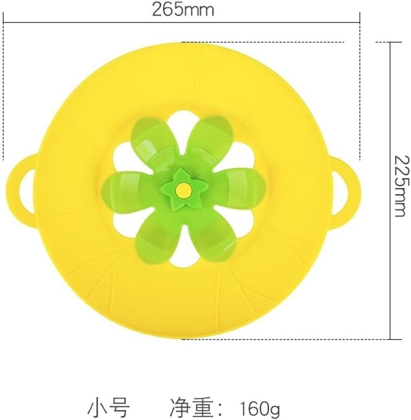 Food Grade Silicone Boil Over Spill Safeguard Lid, Grey & Yellow Reusable Cookware Stopper Cover for Home Pots and Pans(Beige,Small)