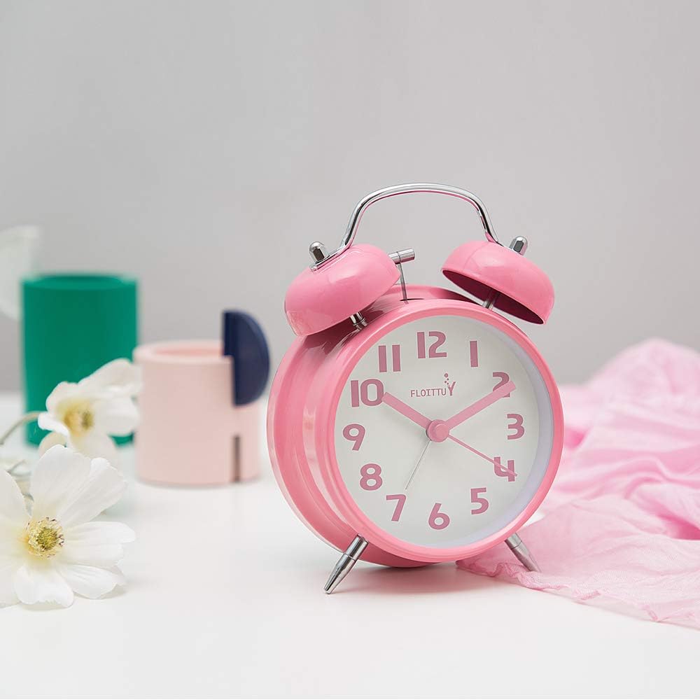 FLOITTUY Loud Alarm for Deep Sleepers 4'' Twin Bell Alarm Clock with Backlight for Bedroom and Home Decoration(Green)