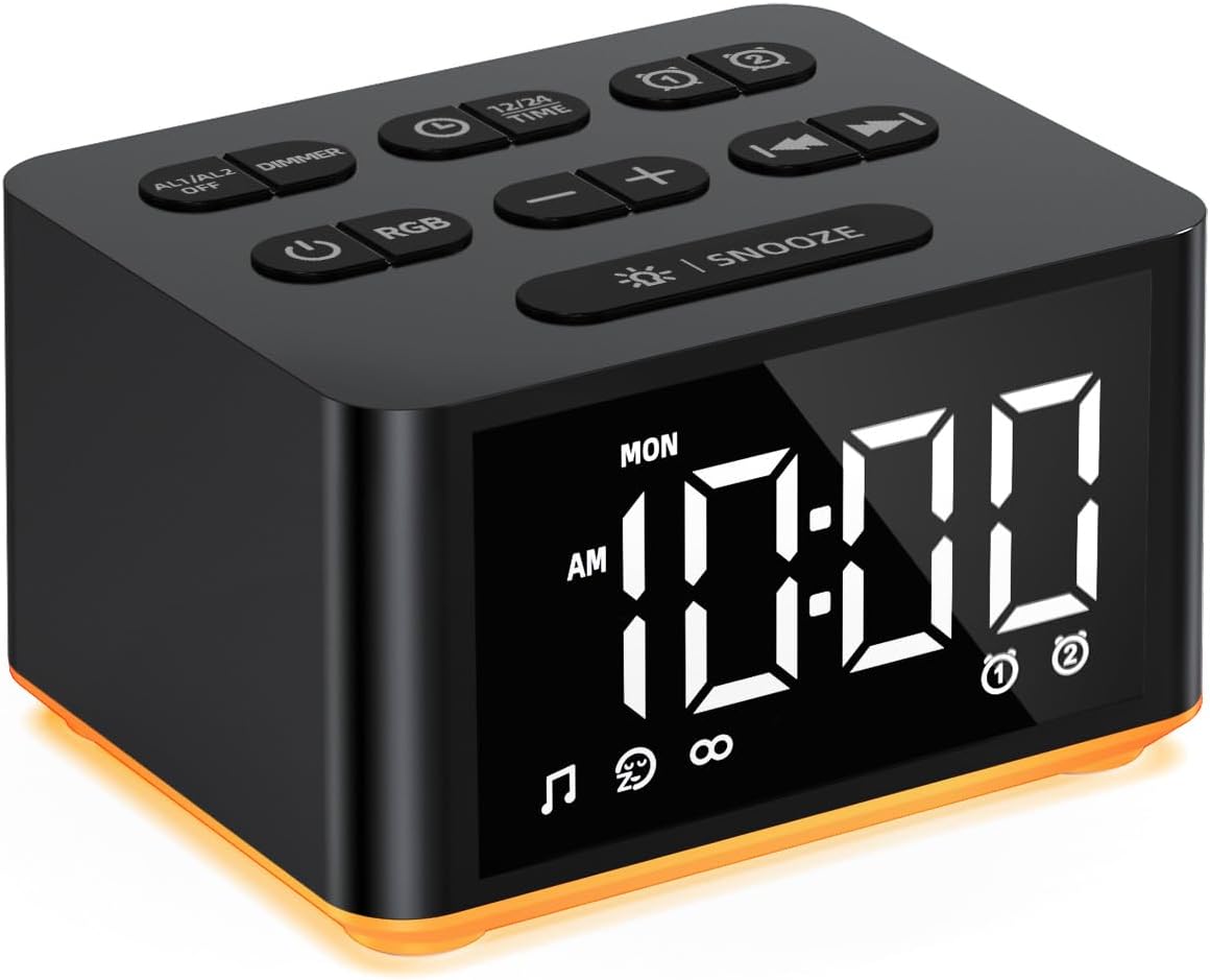 3-in-1 Sound Machine White Noise Machine Dual Alarms 12 Color Night Lights 30 Soothing Sounds 15 Wake Up Sounds 32 Volume for Baby Adults Kids Sleep Timer Memory Function Backup Battery Alarm Clock