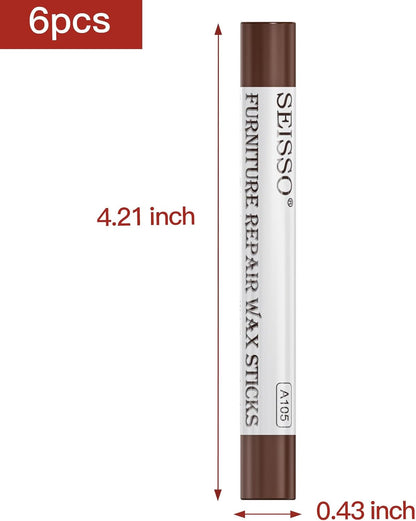 Furniture Repair kit, Wood Scratch Cover Markers*6 and Wax Filler Sticks*6 with Sharpener- 13Pack, Furniture Markers Touch Up Kit for Cover Ups Wooden Floors, Tables, Desks, Carpenters, Stains, Holes