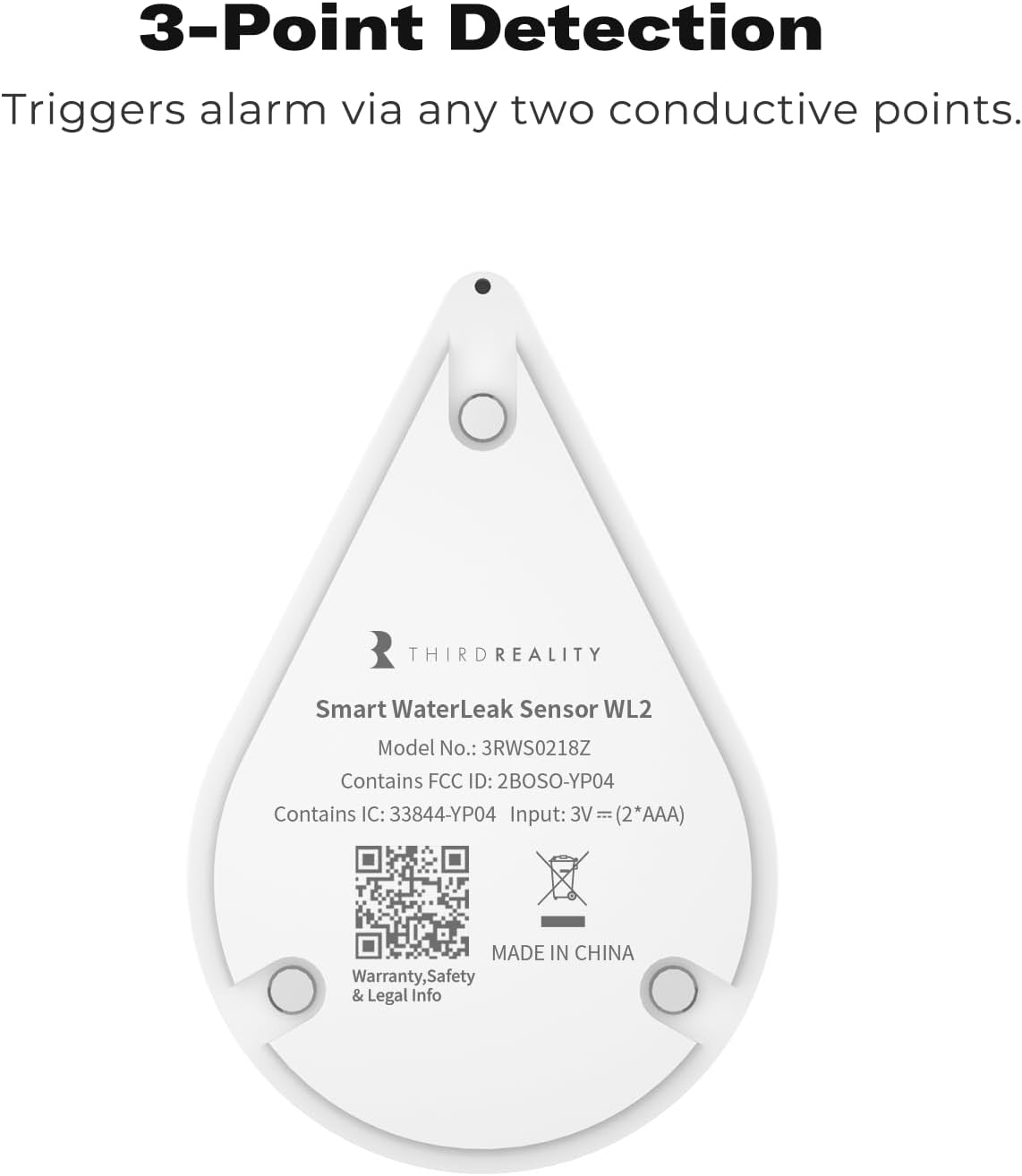 THIRDREALITY Zigbee Water Leak Sensor with Dripping Detection 2 Pack, 120 dB Alarm, App Notifications Enabled When Work with Home Assistant and Compatible Zigbee HUB, Batteries Included