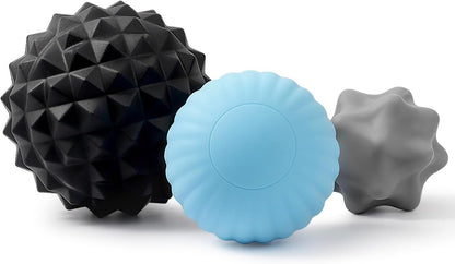 3-Piece Silicone Lacrosse Ball Set for Deep Tissue and Trigger Points - Smooth, Textured, and Spiky Massage Balls for Myofascial Release, Muscle Knots & Plantar Fasciitis