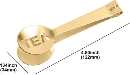 Tea Bag Squeezer, 2Pcs Gold & 2Pcs Silver, Stainless Steel | Clip On Strainer, Tea Spoon Tongs, For Loose Tea Ice Sugar Cubes, Tea Bag Holder, Tea Accessories For Tea Drinkers