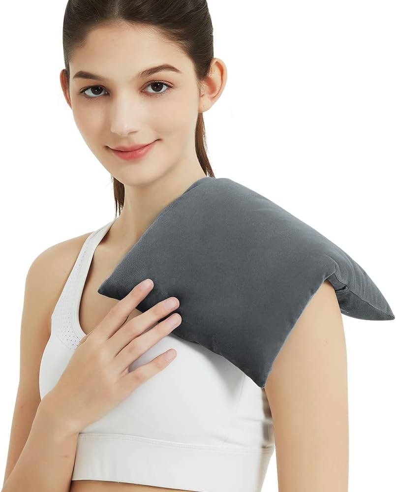 MORLIDEN Microwavable Heated Neck Wrap Warmer and Shoulder Weighted Heating Pad Microwave for Hot and Cold Compress - Purple