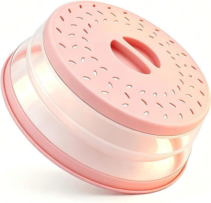 Collapsible Microwave Splatter Cover(Light purple, 10.5IN) | Microwave Plate Cover With Steam Vent，BPA-Free Silicone & Plastic