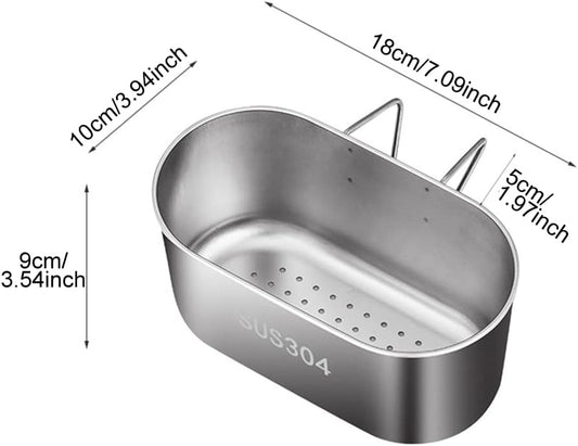 Stainless Steel Sink Drain Strainer Basket, Multifunctional Hanging Sink Strainer Colander Drain Basket Kitchen Sinks Food Waste Filter and Wash Vegetables Fruits(COLOR:Silver)