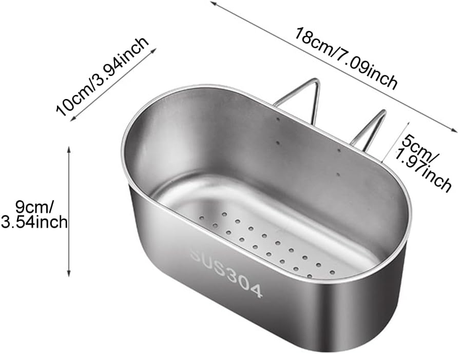 SYCOOVEN Stainless Steel Sink Drain Strainer Basket, Multifunctional Hanging Sink Strainer Colander Drain Basket Kitchen Sink Food Waste Filter and Wash Vegetables Fruits(Silver)